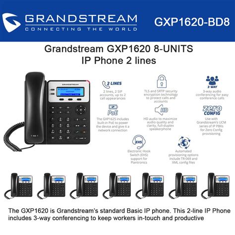 Grandstream 8 Units Gxp1620 Ip Phone Voip Phone Business Voip Solution