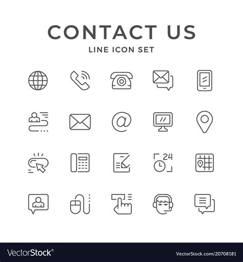 Set Line Icons Of Contact Us Royalty Free Vector Image