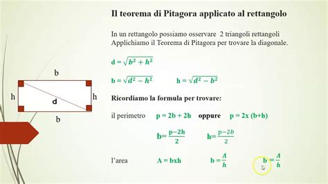 Applicazione Del Teorema Di Pitagora Al Rettangolo Youtube