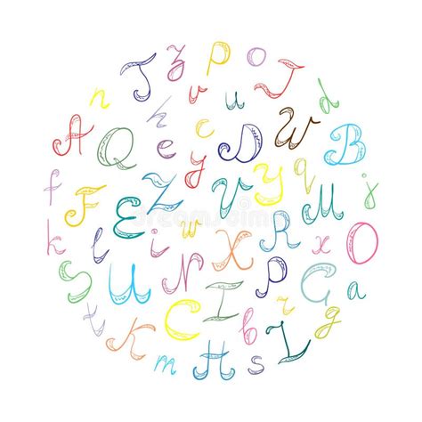 Hand Drawn Doodle Font Children Drawings Of Colorful Scribble Alphabet