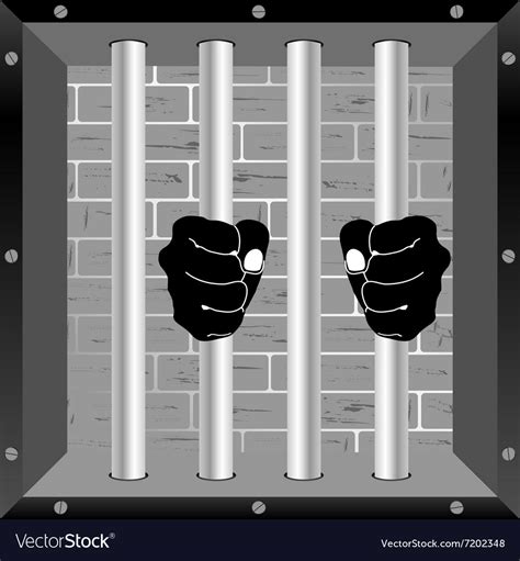 Prison Window With Hands On The Bars Royalty Free Vector