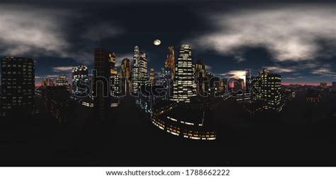 Night City Hdri Equidistant Projection Spherical Panorama Panorama