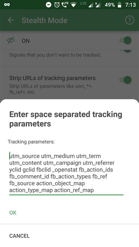 Tracking Parameters Not Stripped When Using Custom Stealth Mode Issue AdguardTeam