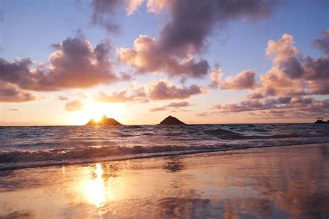 Online Crop Hd Wallpaper Kailua Hawaii Honolulu Sunset Sky Sea Beach Cloud Summer