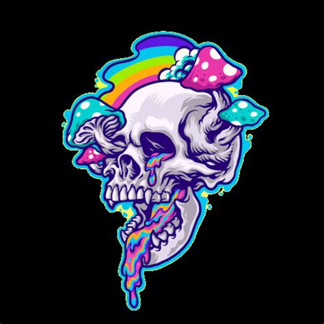 Trippy Psychedelic Mushroom Skull Colorful Transparent Png For Etsy