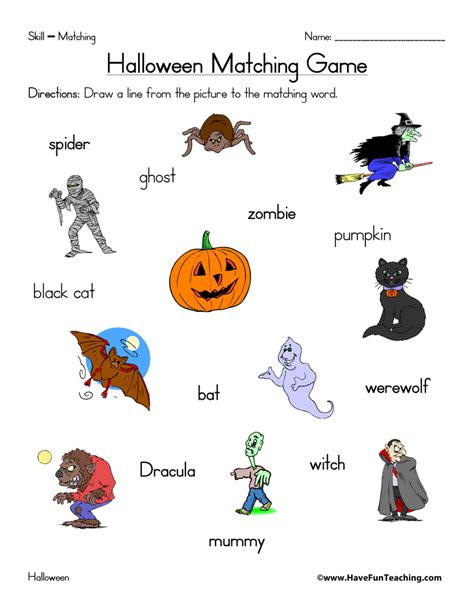 Halloween Matching Worksheet By Teach Simple