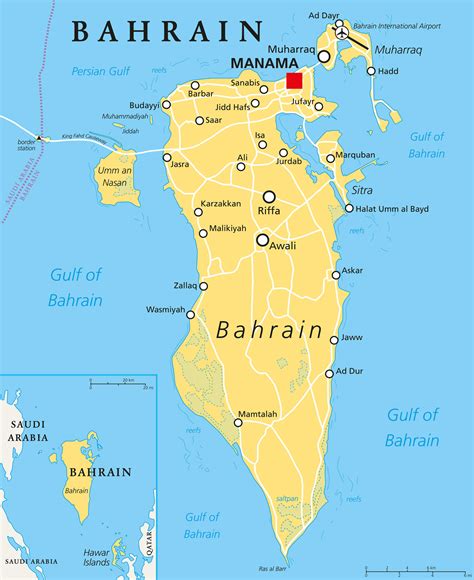 Large Detailed Political Map Of Bahrain With Roads And Cities 1991