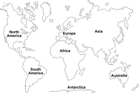 Map Of Seven Continents Of The World Coloring Page Free Printable