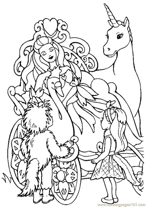 Barbie And Unicorn Coloring Page - Free Unicorn Coloring Pages