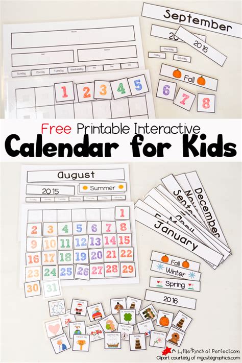 Free Kindergarten Calendar Printables
