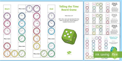 Telling The Time Board Game Maths Twinkl