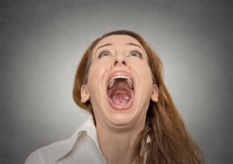 screaming woman with wide open mouth looking up sponsored woman screaming wide mouth