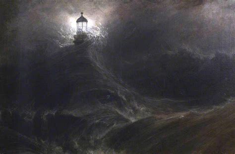 Oil Painting Replica Eddystone Lighthouse During A Storm By Thomas