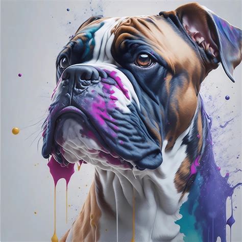 Premium Ai Image A Painting Of A Boxer Dog With Purple And Pink Paint