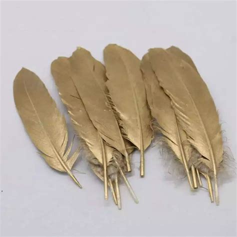 GOLD feathers Metallic Gold Painted Goose Satinettes ...