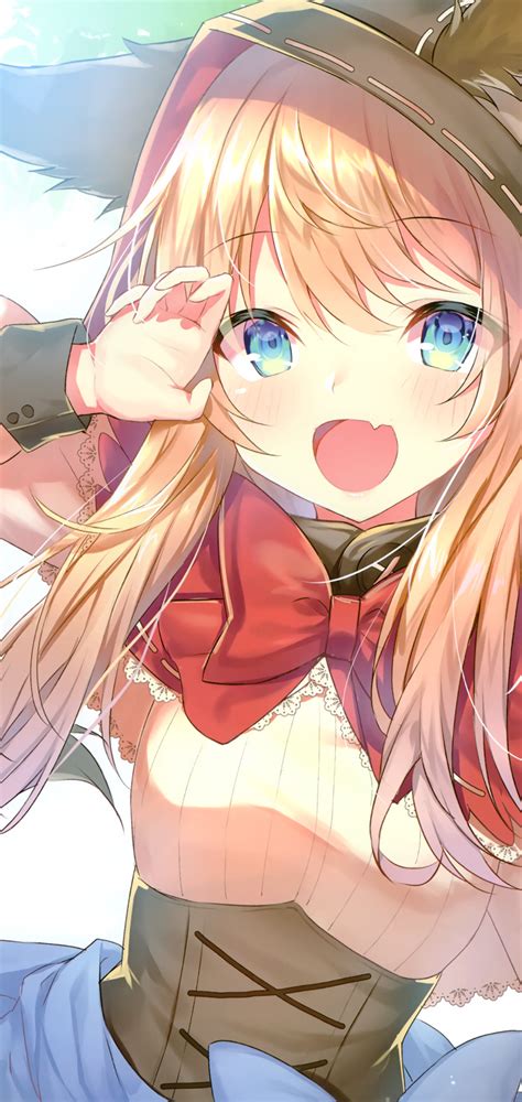 Download 1080x2280 Cute Anime Girl Blue Eyes Smiling