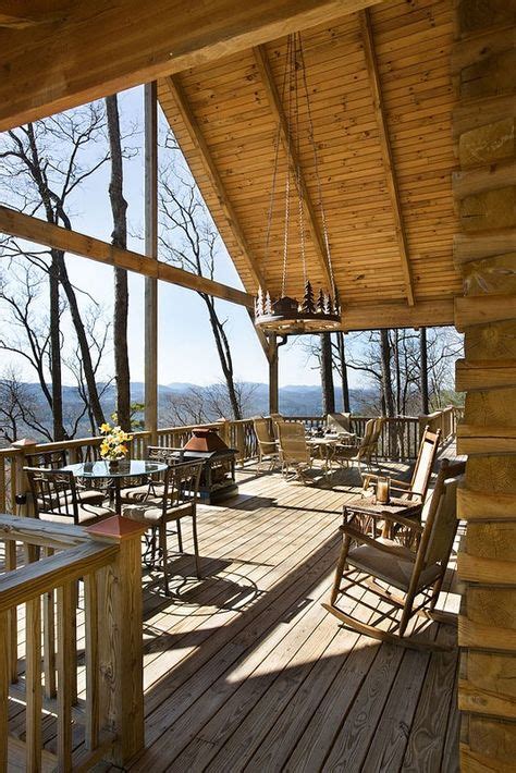 Cabin Balcony Overlooking A Glorious View House Log Homes Log