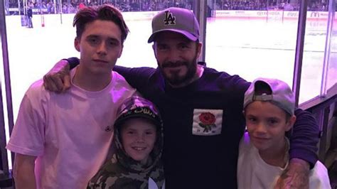 David Beckham enjoys boys' night out with sons Brooklyn, Romeo and Cruz