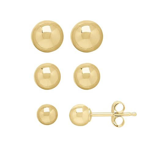 Everlasting Gold K Gold Ball Stud Earring Set Fine Earrings Stud