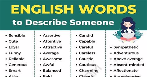1000 Best Words To Describe Someone In English 7esl
