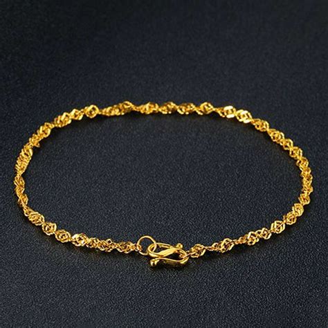 Pure 999 24k Yellow Gold Chain Women Twisted Singapore Bracelet 13g 63inch Ebay