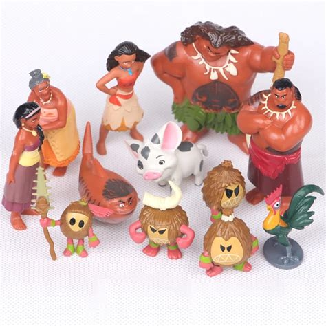 hot 12pcs set moana action figures toys heihei tamatoa chief tui sina tala t doll plastic