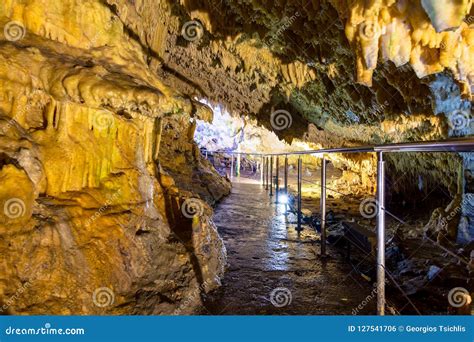 The Magnificent And Majestic Caves Of Diros In Greece Stock Photo
