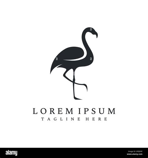 Logo Design Of Long Legged Bird Or Flamingo Logo With Lines Abstract