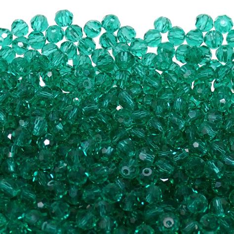 4mm Glass Round Faceted Beads Teal 95pcs 1 String Beads And