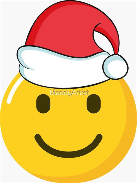 Christmas Emoji In A Santa Hat Sticker By Maddyartist Redbubble