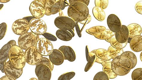 Gold Coins Falling With Black Background Hd 1080i Stock