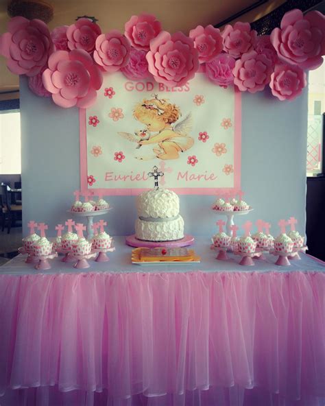 Pin On Pink Baptismal Decoration And Dessert Table Event Styling By