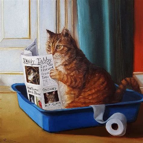 Cat Toilet Reading Newspaper Paper Picture Canvas Wall Art Etsy