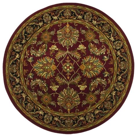 Traditional Traditions Round 6 Round Burgundy Area Rug Traditional