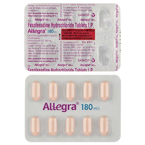 Allegra 180 Mg Strip Of 10 Tablets Health And Personal Care