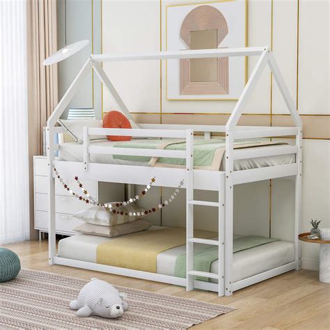 Buy Meritline House Shaped Bunk Bed Twin Over Twin Size Wood Bunk Bed