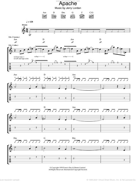 The largest mobile music archive. Shadows - Apache sheet music for guitar (tablature) PDF