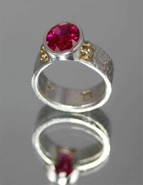 5 Carat Radical Red Ruby Ring Set In Sterling Silver With 14k Etsy