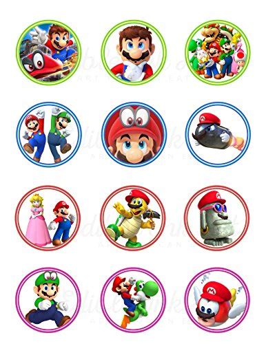 Super Mario Bros Odyssey Edible Cupcake Toppers 12 Images Cake Image