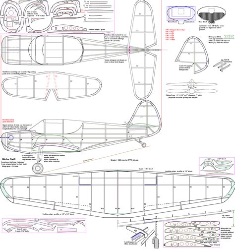 Building Plan For 515 Mm Wingspan Rubber Powered Globe Swift Model