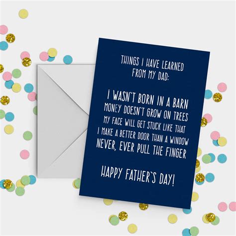 Dad Lessons Funny Fathers Day Card A5 By Giddy Kipper