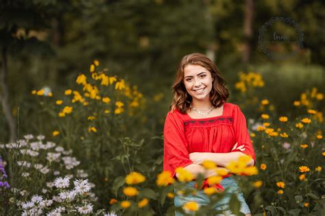 Unique Senior Girl Poses Candid Flowers Nature Outdoors