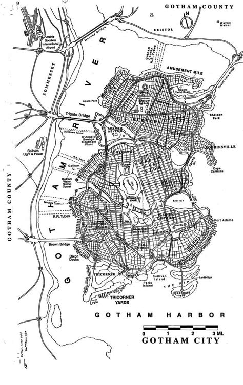 Map Of Dc Comics Gotham City Home Of Batman And Arkham Asylum Eliot