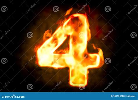 Fire Number 4 Of Burning Flame Light 3d Stock Illustration
