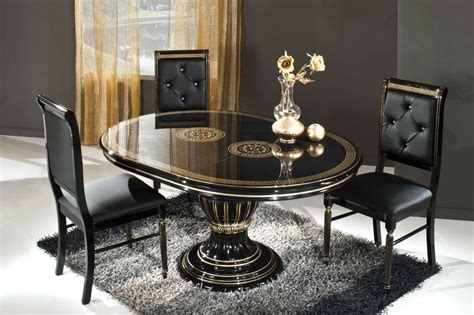 Rossella Black Round Extendable Dining Table Made In Italy