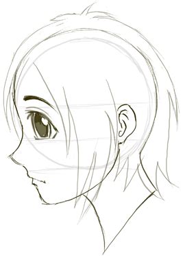 Drawing an anime face from a profile side view! Step 7 Drawing Manga / Anime Faces & Heads in Profile Side ...