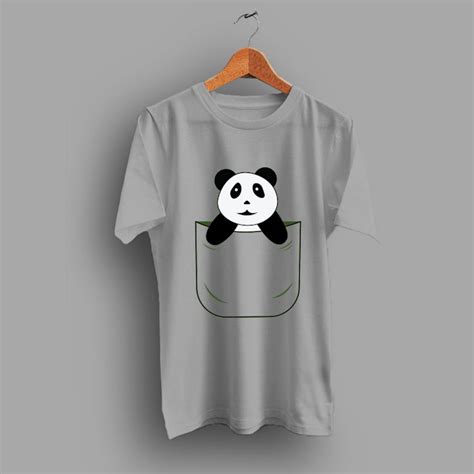 Simple Cute Panda Pocket Funny T Shirt