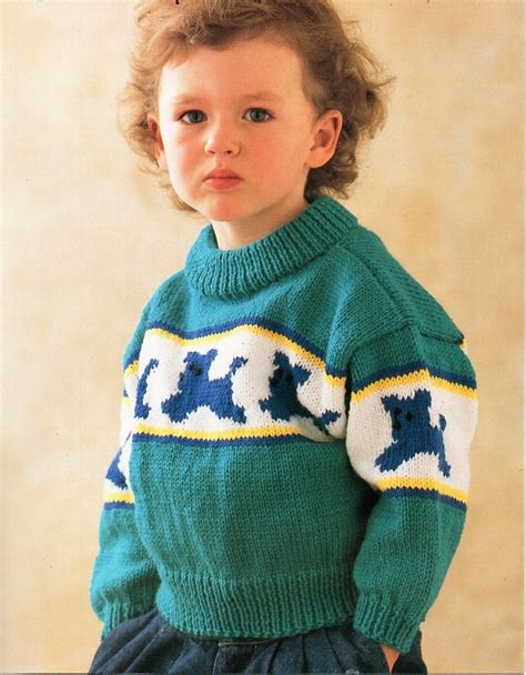 Vintage Childrens Dog Motif Sweater Knitting Pattern Pdf Etsy Uk
