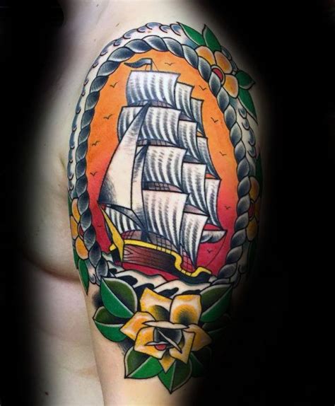 60 Traditional Ship Tattoo Designs For Men Nautical Ink Ideas