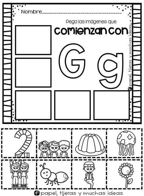 A Printable Worksheet For The Letter G With Pictures And Words On It
